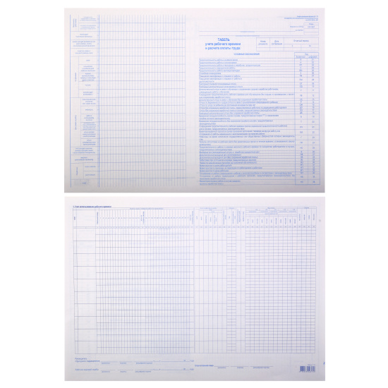 Табель, табель, А3, горизонтальный, офсет, Т-12/Ф-12, 100 шт. Табель, табель, А3, горизонтальный, офсет, Т-12/Ф-12, 100 шт.