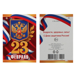 Открытка 55*79 Мини-открытка 23 февраля текст выб лак блест 2-78-23149А