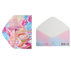 Открытка-конверт для денег, 85*165 мм, лакирование выборочное, блестки, Поздравляем!, Мир открыток, 2-16-3030А