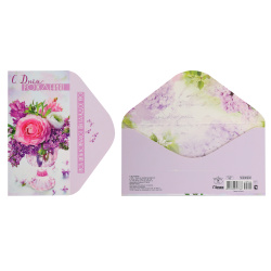 Открытка-конверт для денег, 84*168 мм, лакирование выборочное, блестки, текст, С Днем Рождения!, Праздник, 5.0000902