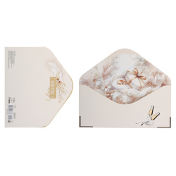 Открытка-конверт для денег, 84*168 мм, ламинация Soft-touch (Velvet), тиснение фольгой, С Днем Свадьбы!, Праздник, 5.0000770
