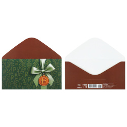 Открытка-конверт для денег, 84*168 мм, ламинация матовая, Зелёный бант, ХОРОШО, 1.0000858