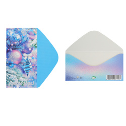 Открытка-конверт для денег, 85*165 мм, тиснение фольгой, Счастливого нового года!, Мир открыток, 2-17-5165А