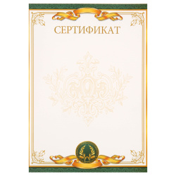 Сертификат символика универсальная, А4, 210*297 мм Мир открыток 9-19-504А