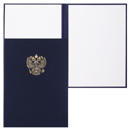 Папка адресная фольгой, А4, балакрон, фактура шелк, цвет синий с российским орлом Имидж 4002-104 Папка адресная фольгой, А4, балакрон, фактура шелк, цвет синий с российским орлом Имидж 4002-104