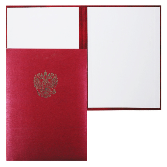 Папка адресная фольгой, А4, балакрон, фактура шелк, цвет красный с российским орлом Имидж 4002-103