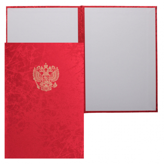 Папка адресная фольгой, А4, балакрон, цвет красный с российским орлом Имидж 4002-140