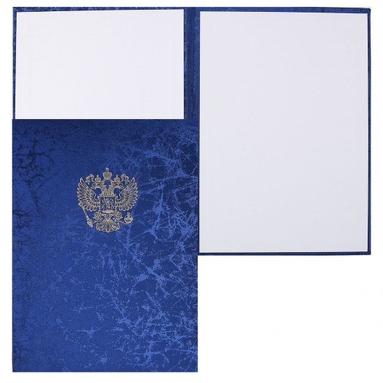 Папка адресная фольгой, А4, балакрон, цвет синий с российским орлом Имидж ПМ4002-174