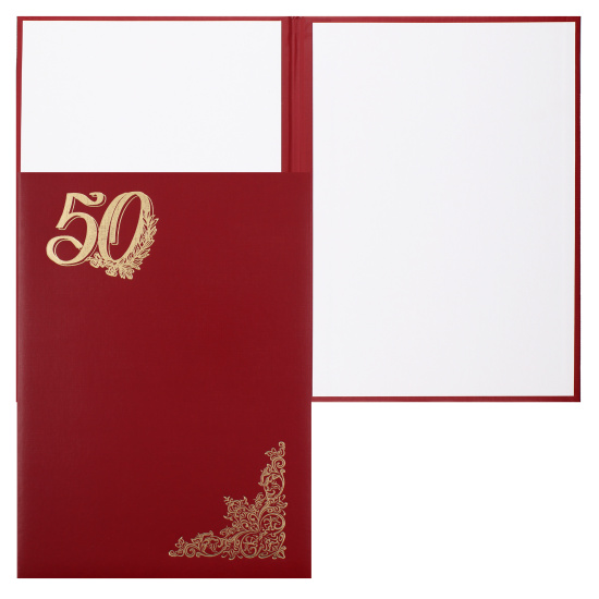 Папка адресная фольгой, А4, бумвинил, цвет бордовый 50 лет Имидж 4009-210 /209