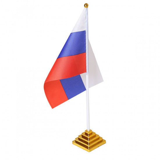 Настольный флаг России п/эфир 14*20см с флагштоком на подставке 183165/Y541_3 KLERK