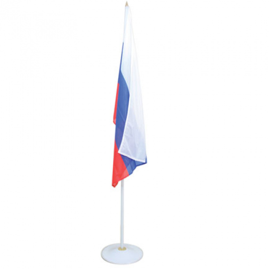 Флаг России мокрый шелк 0,85*1,3м с флагштоком 2,3м на подставке металлической для помещений