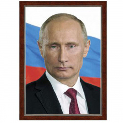 Портрет Путин В.В. А3 фон триколор РФ, рамка бук