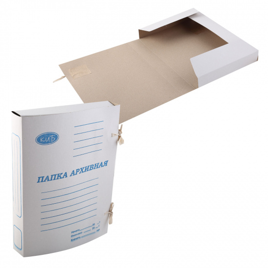 Папки с завязками картонные А4, толщина картона 0,6мм, плотность 360г/кв.м, немелованный картон, цвет белый КиБ
