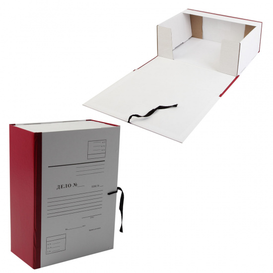 Короб архивный 330*240мм, картон с бумвиниловым покрытием, на завязках, цвет бордовый Имидж КСД4120-209