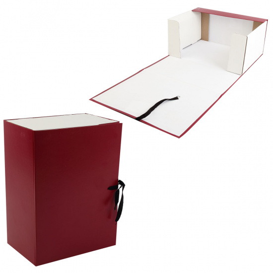 Короб архивный 330*240 мм, картон с бумвиниловым покрытием, на завязках, цвет бордовый Имидж КСБ4150-209