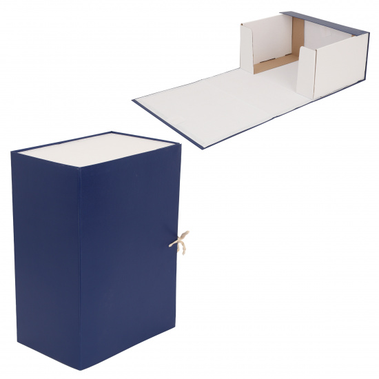 Короб архивный 330*240 мм, картон с бумвиниловым покрытием, на завязках, цвет синий Lamark AB0115-BL