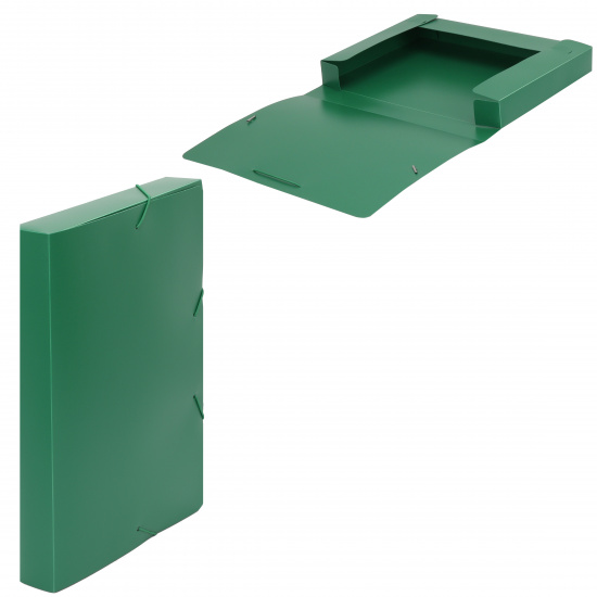 Короб архивный 335*240 мм, пластик, на резинке, цвет зеленый KLERK 216003