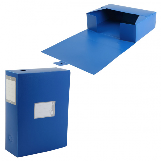 Короб архивный 330*245 мм, пластик, вырубная застежка, цвет синий Бюрократ BA100/08BLUE/816195
