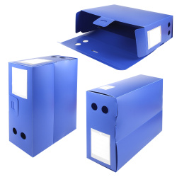 Короб архивный 330*240 мм, пластик, вырубная застежка, цвет синий KLERK 216006