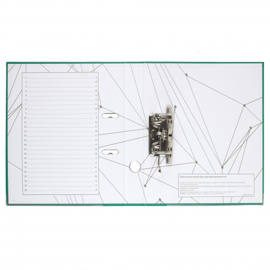 Папка-регистратор А4, 50 мм, картон, покрытие ПВХ, зеленый KLERK 200027-15