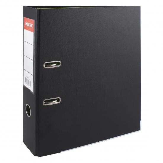Папка-регистратор А4, 75 мм, картон, покрытие ПВХ, черный/салатовый KLERK 205996-19,35