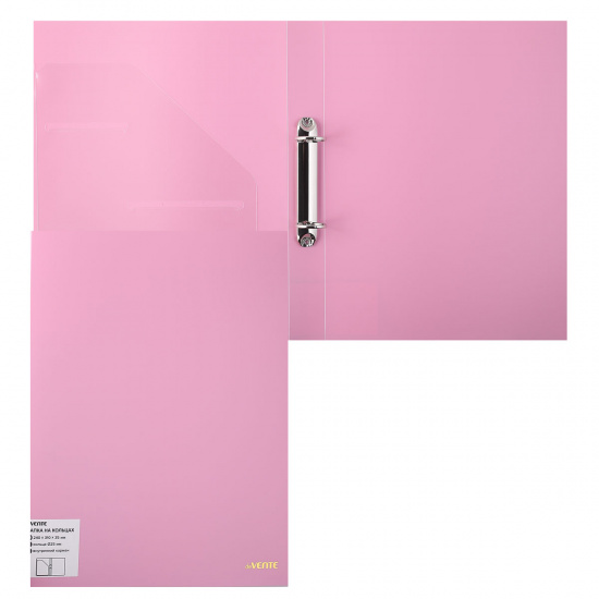 Папка на кольцах А4, пластик, ширина корешка 25 мм, 2 кольца, розовый Pastel deVENTE 3081802