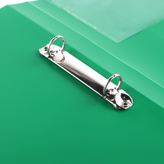 Папка на кольцах А4, пластик, ширина корешка 27 мм, 2 кольца, зеленый Standart KLERK 213851
