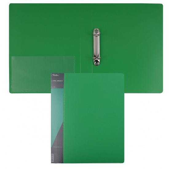 Папка на кольцах А4, пластик, ширина корешка 40мм, зеленый Standart Hatber 24AB4_00107