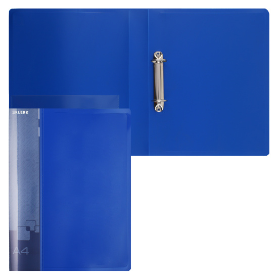 Папка на кольцах А4, пластик, ширина корешка 40 мм, синий Standart KLERK 213858