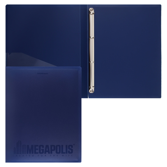 Папка на кольцах А4, пластик, ширина корешка 24 мм, 4 кольца, синий Megapolis Erich Krause 49981