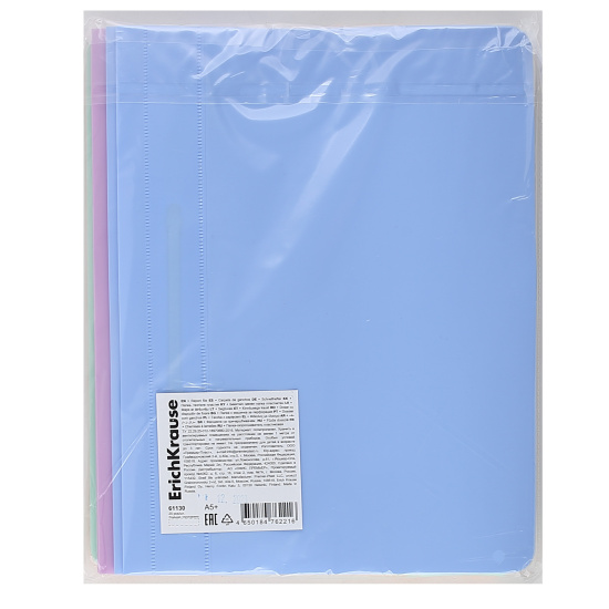 Папка-скоросшиватель с прозрачным верхним листом А5, пластик, сменная этикетка, 0,18 мм Matt Pastel Bloom Erich Krause 61130