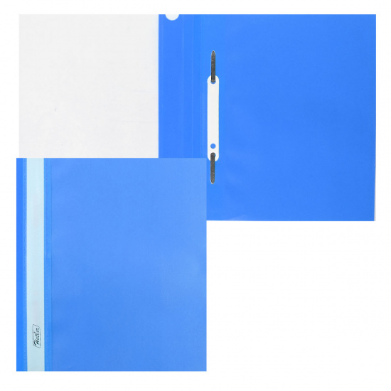 Папка-скоросшиватель с прозрачным верхним листом А5, пластик, сменная этикетка, 0,18 мм, цвет синий Hatber AS5_00102