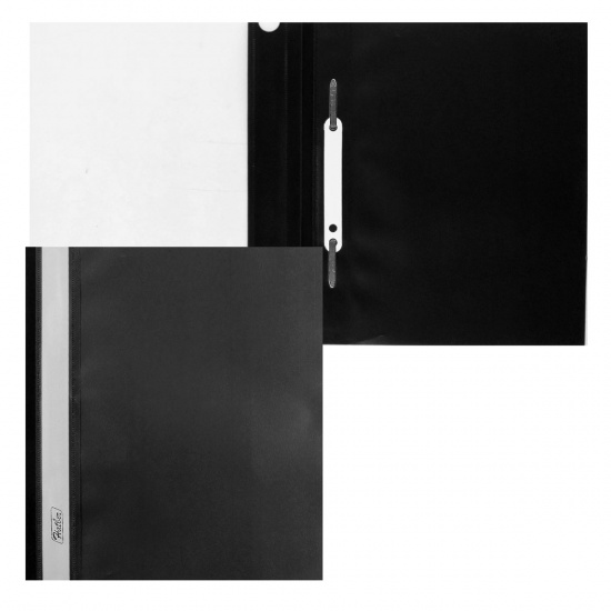 Папка-скоросшиватель с прозрачным верхним листом А5, пластик, сменная этикетка, цвет черный Hatber AS5_00101