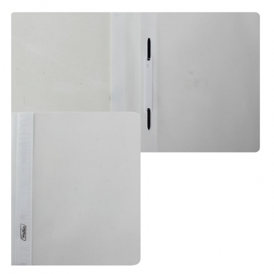 Папка-скоросшиватель с прозрачным верхним листом А5, пластик, сменная этикетка, цвет белый Hatber AS5_00100