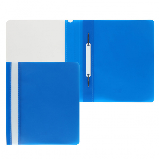 Папка-скоросшиватель с прозрачным верхним листом А5, пластик, сменная этикетка, 0,18 мм, цвет синий KLERK 211901