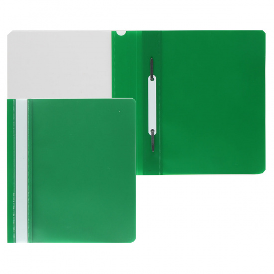 Папка-скоросшиватель с прозрачным верхним листом А5, пластик, сменная этикетка, 0,18 мм, цвет зеленый KLERK 211902