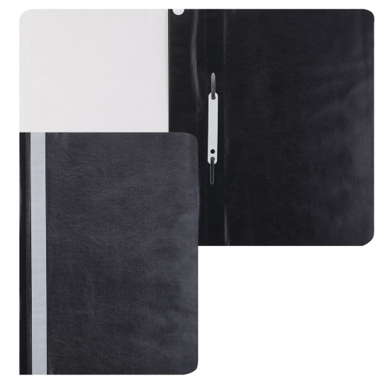 Папка-скоросшиватель с прозрачным верхним листом А4, пластик, сменная этикетка, цвет черный Hatber ASp_04601