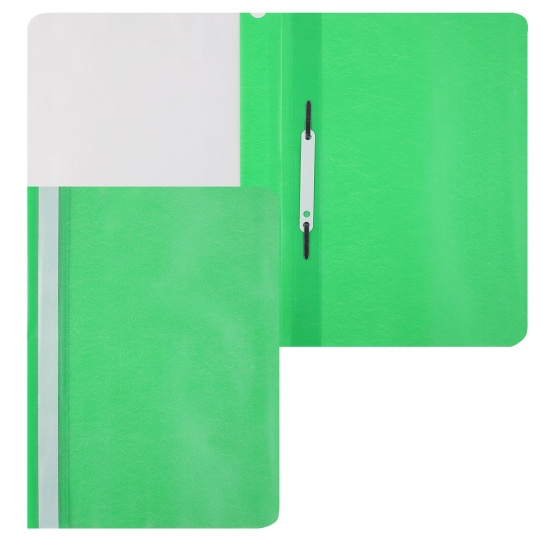 Папка-скоросшиватель с прозрачным верхним листом А4, пластик, сменная этикетка, цвет зеленый Hatber ASp_04604