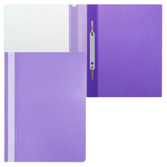 Папка-скоросшиватель с прозрачным верхним листом А4, пластик, сменная этикетка, цвет фиолетовый Hatber ASp_04607