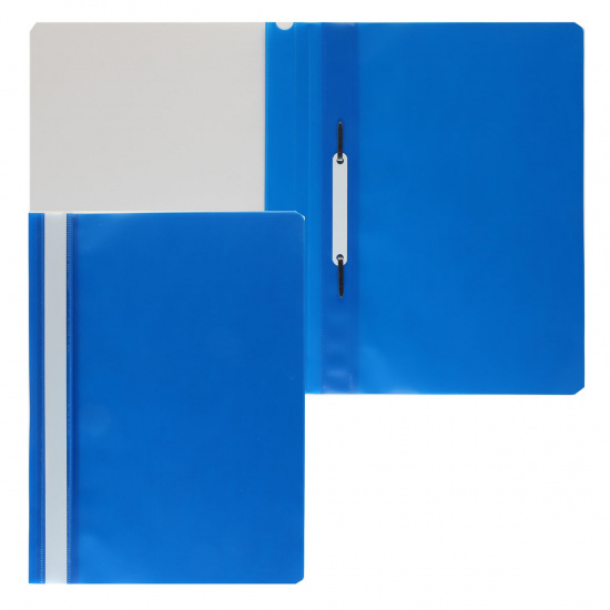 Папка-скоросшиватель с прозрачным верхним листом А4, пластик, сменная этикетка, 0,12 мм, цвет синий KLERK 211905