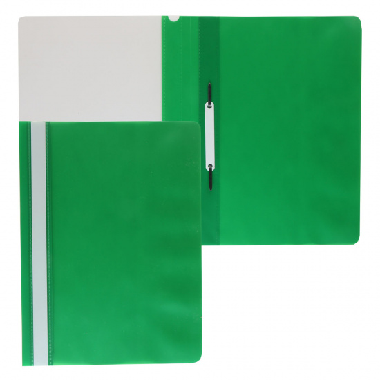 Папка-скоросшиватель с прозрачным верхним листом А4, пластик, сменная этикетка, 0,12 мм, цвет зеленый KLERK 211907