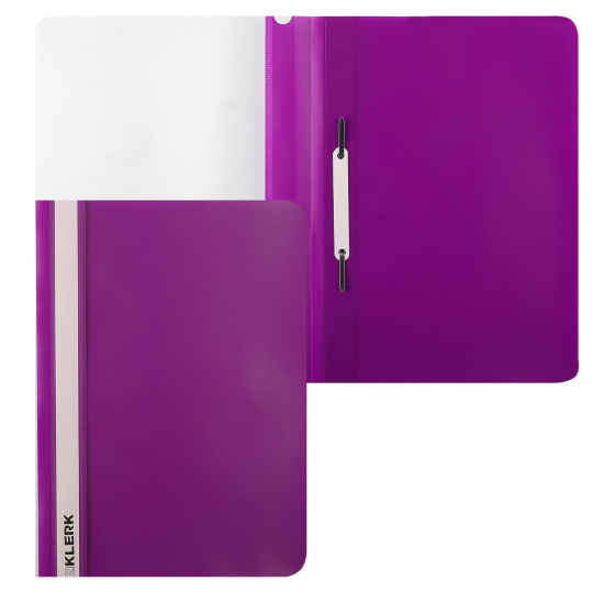 Папка-скоросшиватель с прозрачным верхним листом А4, пластик, сменная этикетка, 0,12 мм, цвет фиолетовый KLERK 211909