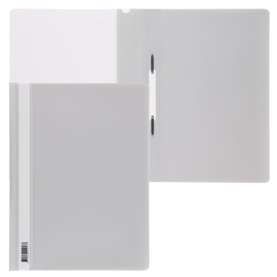 Папка-скоросшиватель с прозрачным верхним листом А4, пластик, сменная этикетка, 0,16 мм, цвет серый KLERK 211917