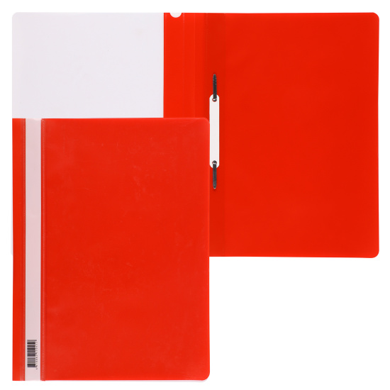 Папка-скоросшиватель с прозрачным верхним листом А4, пластик, сменная этикетка, 0,16 мм, цвет красный KLERK 211913