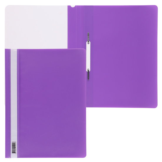 Папка-скоросшиватель с прозрачным верхним листом А4, пластик, сменная этикетка, 0,16 мм, цвет фиолетовый KLERK 211916