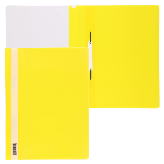 Папка-скоросшиватель с прозрачным верхним листом А4, пластик, сменная этикетка, 0,16 мм, цвет желтый KLERK 211915