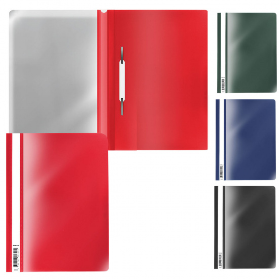 Папка-скоросшиватель с прозрачным верхним листом А4, пластик, сменная этикетка, 0,14 мм, цвет ассорти Erich Krause 50020