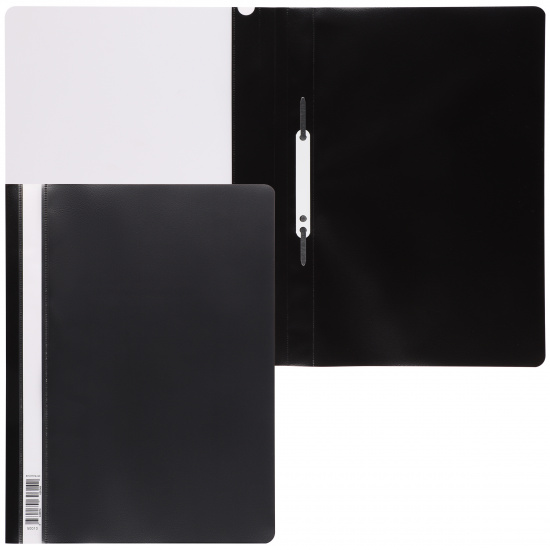 Папка-скоросшиватель с прозрачным верхним листом А4, пластик, сменная этикетка, 0,14 мм, цвет черный Fizzy Classic Erich Krause 50010