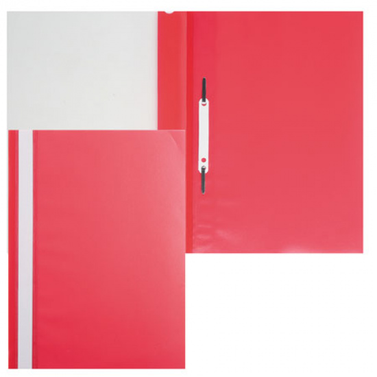 Папка-скоросшиватель с прозрачным верхним листом А4, пластик, сменная этикетка, цвет красный Hatber ASp_04303