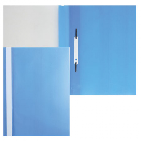 Папка-скоросшиватель с прозрачным верхним листом А4, пластик, сменная этикетка, цвет синий Hatber ASp_04302